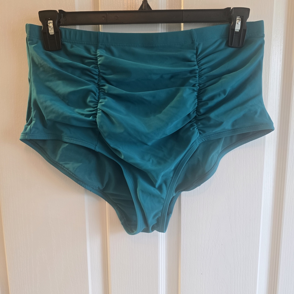 Torrid Blue High Waist Ruched Swim Bottom